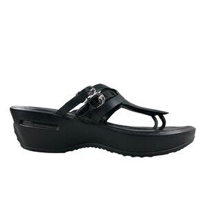 Cole Haan Women's Size 8B Melissa Nike Air Black Leather Slip On Wedge Sandals